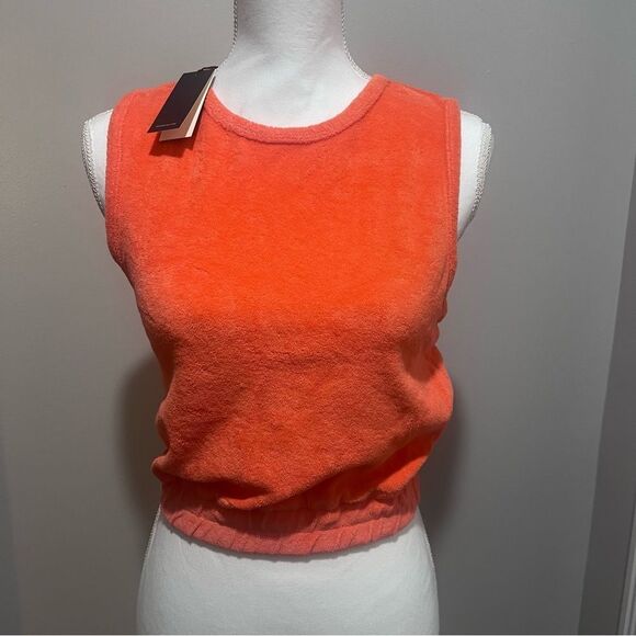 NWT Monrow women's Terry cloth Georgia Peach sleeveless tank top size xxs - Picture 5 of 9